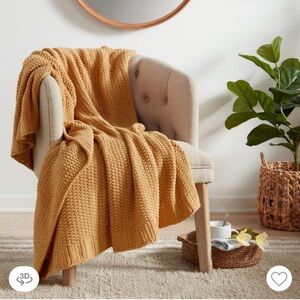 Threshold Cozy Mustard Knit Throw Blanket